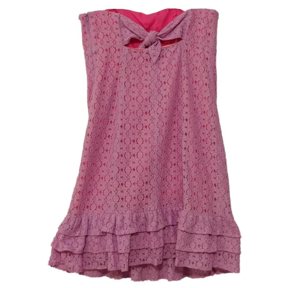 Lilly Pulitzer Franco Strapless Lace Dress in Hyacinth Pink & Petal Pusher Lace - Picture 3 of 10